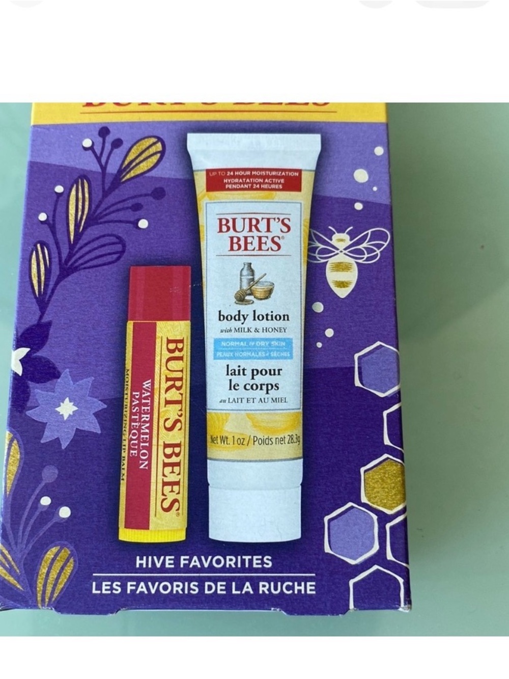 Burt's Bees 🐝 Watermelon 👄& Body Gift Set - Purple & Yellow Packaging